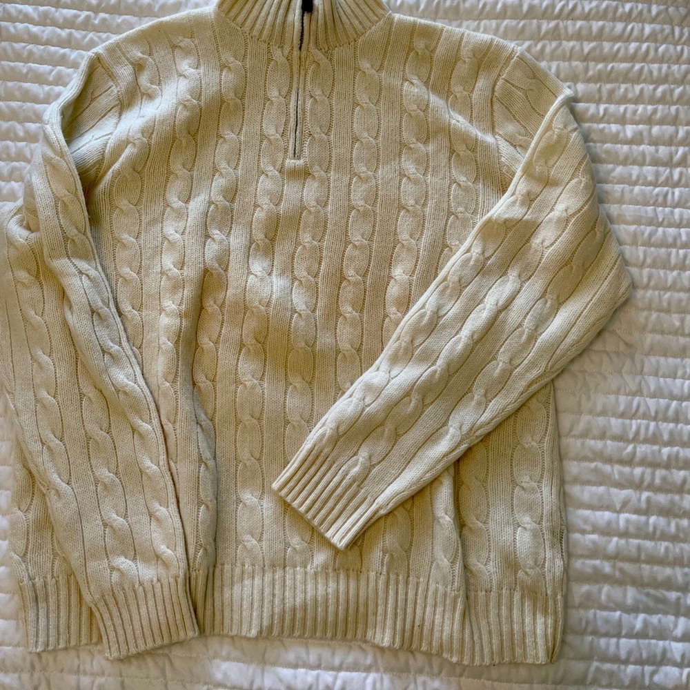 Ralph Lauren cable 3/4 zip sweater. Sz XL